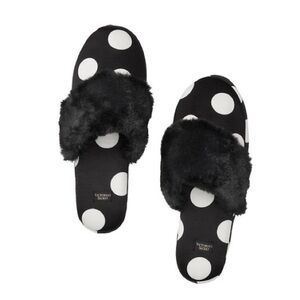 Victoria’s Secret Slippers Slip On House Shoes Black White Polkadot S Small 5 6